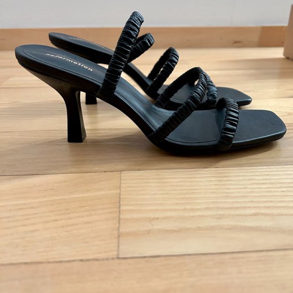 Reformation Gina High Heel Ruched Sandal in Black - Picture 9 of 12